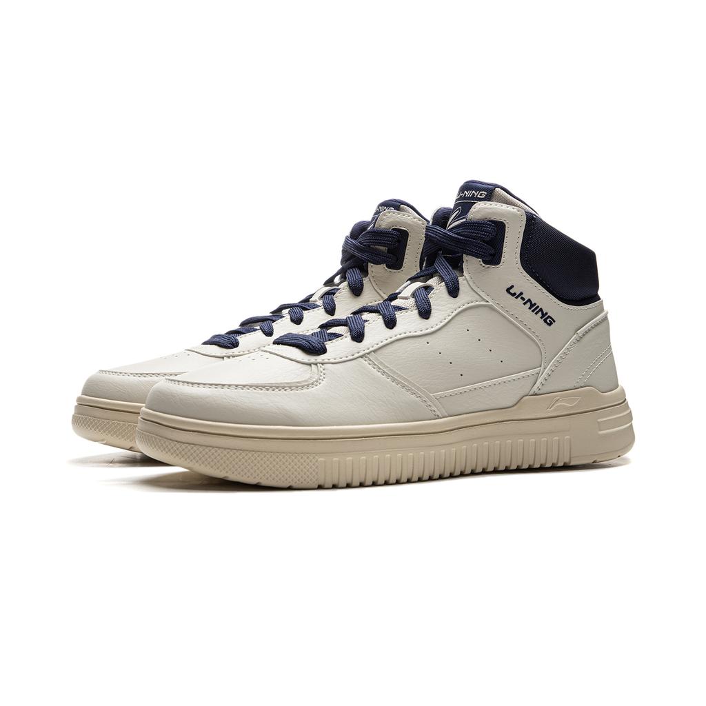 Li Ning Cyan Cloud HI Slip Resistant, Abrasion Resistant, Breathable High top Skateboard Shoes Unisex White Blue AGCU549-2