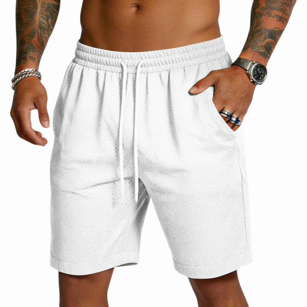 Men's Mesh Athletic Shorts with Elastic Waistband and Drawstring Adjustable Fit Breathable Sportswear for Training Running Gym