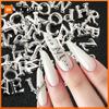 1 Pack Golden Silvery Metal Alloy Alphabet 26 Letter Nail Charms Mixed Metal Minimalist 26 English Alphabet Jewelry Nail Decor
