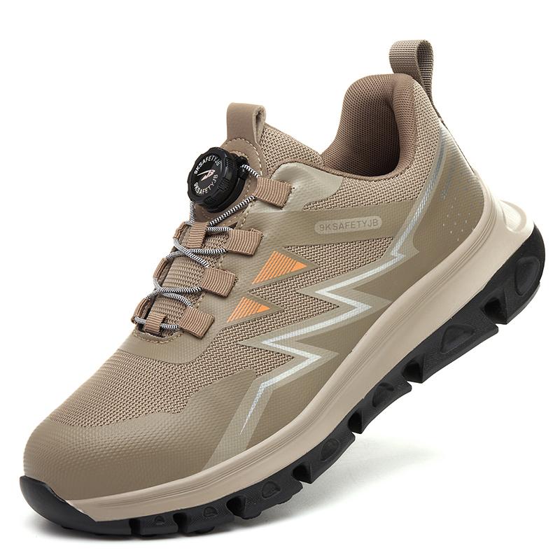 Anti Smash Steel Toe Sneakers Man Industrial Ultra-light Safety Shoes Rotating Button Man Women Comfortable Wide Toe Work Shoes