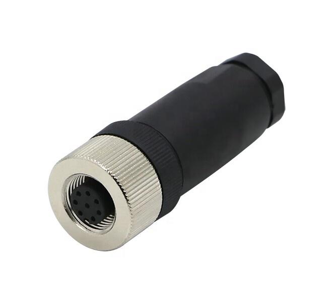 Female M12 3 4 6 8 Pin Waterproof IP67 Electrical Connector Automotive Circular 8-Pin for Vehicle Applications