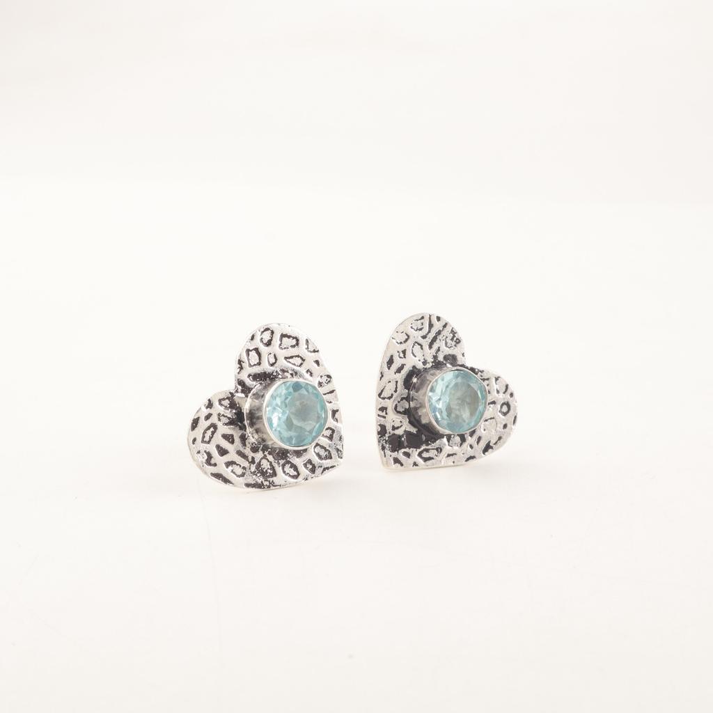 Sky Blue Topaz Gemstone 925 Sterling Silver Jewelry Handmade Stud Earrings 0.6" EE-143-15