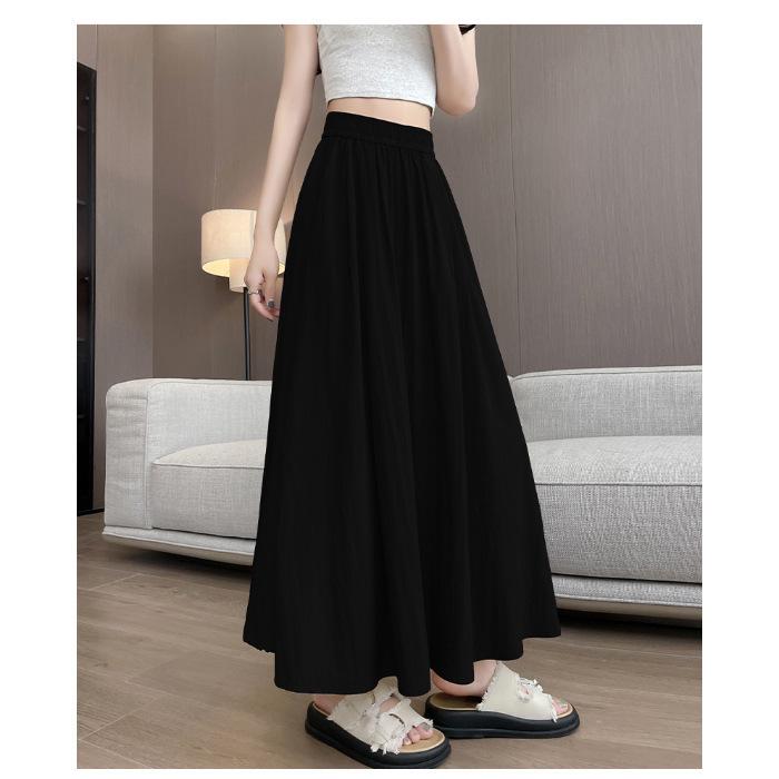 Pleated Yamamoto High-Waist A-line Skirt: Women's Spring/Summer 2025 Korean Style, Slimming, Plus Size, Mid-Length, Hip-Covering Skirt
