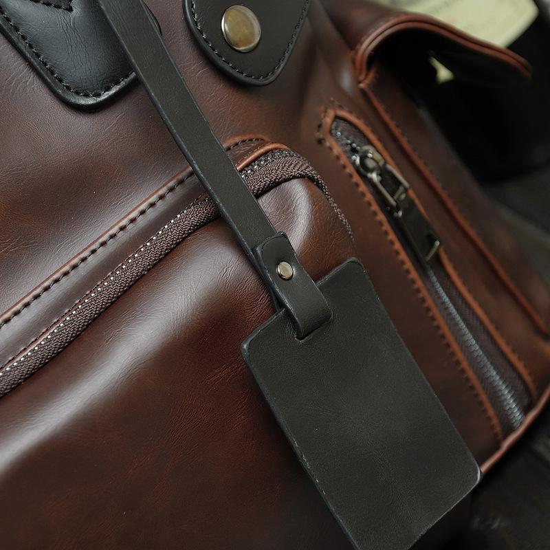 Korean Style Men's Crazy Horse Leather Crossbody Travel Bag - Large Capacity, Casual Shoulder Handbag