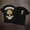 2026 Summer Europe Trend Motorcycle Motorcycle Club Maya Help Chaotic Son Retro Shortsleeved Tshirt Heavy Cotton Loose