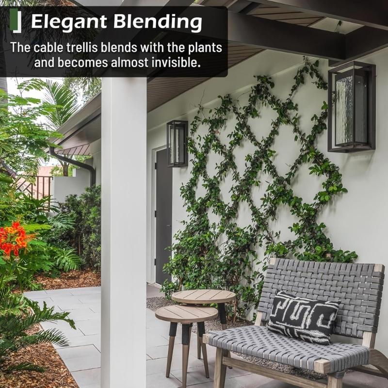 Adjustable 52 Inch Rust Proof Gardening Wire Rope Sturdy Plant Trellis System for Indoor Outdoor Vertical Growth