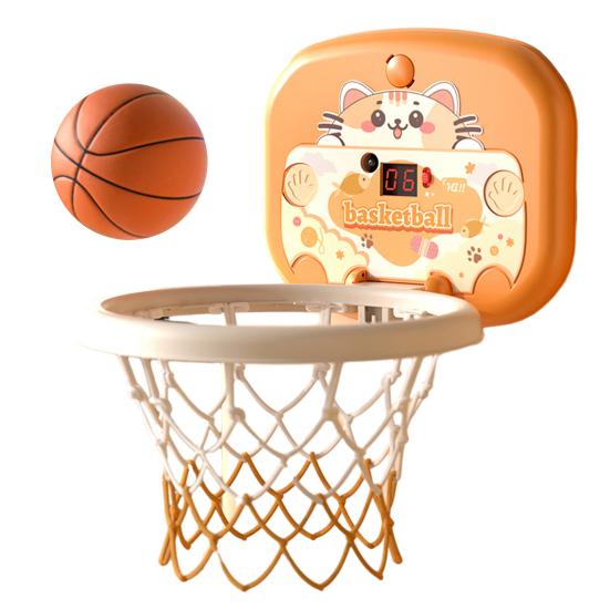 Indoor Mini Basketball Hoop Toy with LED Scoreboard Adjustable Height Wall Mount Basketball Shoot Game Toddlers Boys Cartoon Animal Basketball Hoop