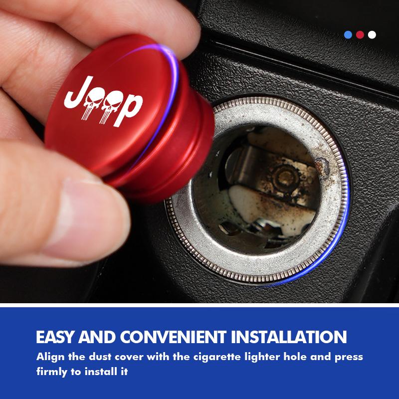Car Cigarette Lighter Aluminum Fire Missiles Dustproof Button For Jeep Compass Renegade Cherokee Wrangler JK Patriot Liberty