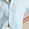 Polo Ralph Lauren SS24 Striped Logo Embroidered Loose-Fit Single-Breasted Long Sleeve Shirt Women Shirts Turquoise WMPOSHTNDO20612-999