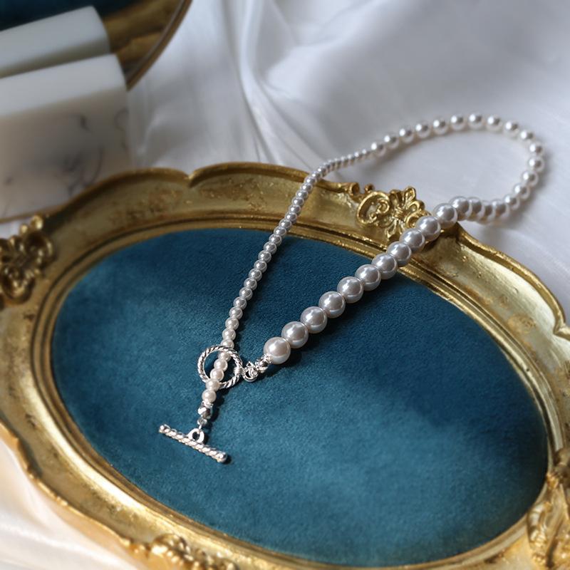 Simple and Gradual Artificial Pearl Necklace for Women's Elegant Style Pearl Collar Chain Chocker Neckchain