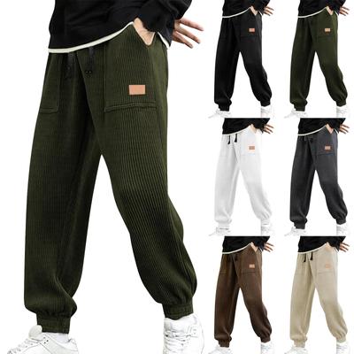 Men's Corduroy Jogging Pants, Casual Drawstring Work Pants