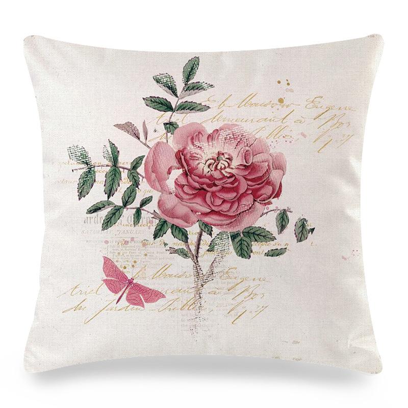 Watercolor roses flowers Digital printing short plush pillow covers for car sofa office cushion cover home goods 60x60cm