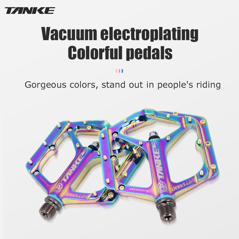 TANKE MTB Pedals Lightweight Aluminum Alloy Non-slip Bicycle Pedal (10 Non-Slip Pins/Side)with Grease&Bearing Bike pedal TP-50