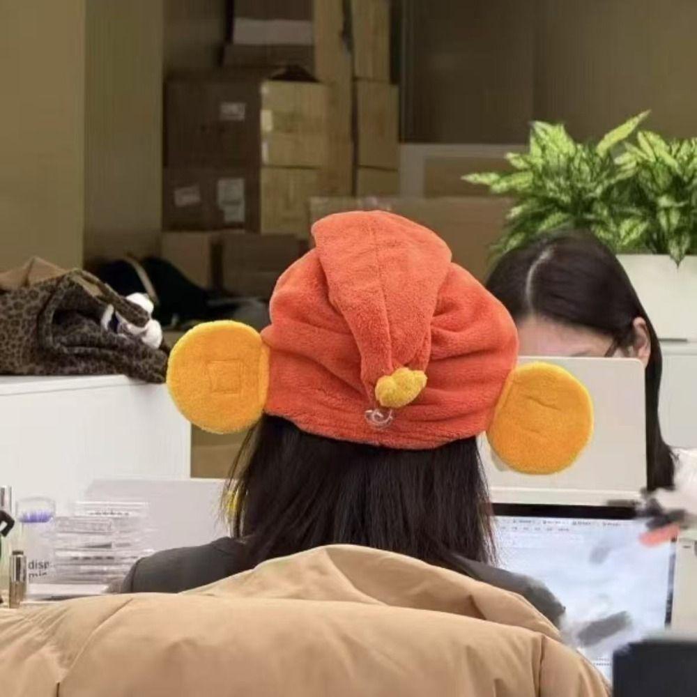 God of Wealth Shape Hair Drying Cap Absorbent No Pilling Hair Drying Towel Quick-Drying No Shedding Hair Wrap