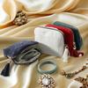 Portable Travel Jewelry Organizer Pouch, Zipper Jewelry Storage Bag With Tassel, Divided Soft Lining Case For Rings Bracelets
