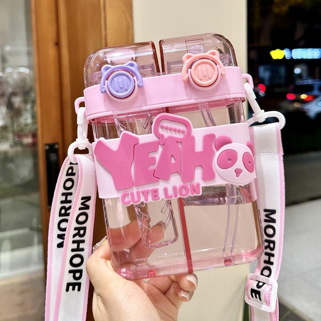 Kinder Cartoon Trinkflasche aus PC-Material mit Strohhalm für Schule und Outdoor