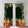 2pcs 2D flat printing Christmas Curtains Christmas Holly Garland Bow Snowflakes Digital Printed Polyester Drapes Party
