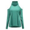 Knit T Shirt For Women With Off Shoulder Design And High Neck Casual Top For Daily Wear