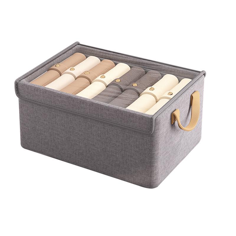 Cationic Fabric Clothes Storage Box with Lid and Steel Frame