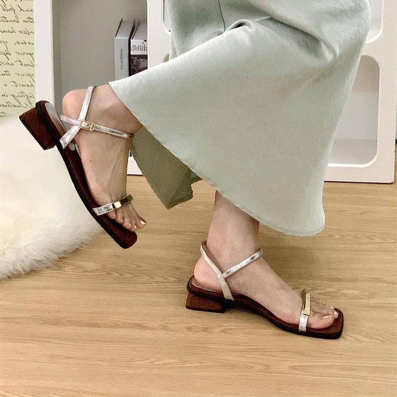 Fashion 2025 New Summer Retro Sandals Ladies Open Toe Comfortable Shoes Women's Thick Bottom Beach One-strip Flat Slippers