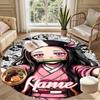 Custom Name Personalized Demon Slayer Print Round Rug, Versatile Home Decor Carpet, for Playroom, Apartment, Balcony, Entryway, Hallway Gift