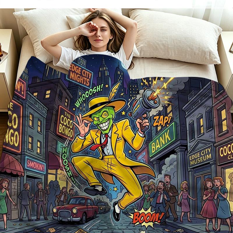 The mask Print Flannel Blanket High Quality Warm Comfortable Cover for All Seasons Perfect for Gifts Home Decor
