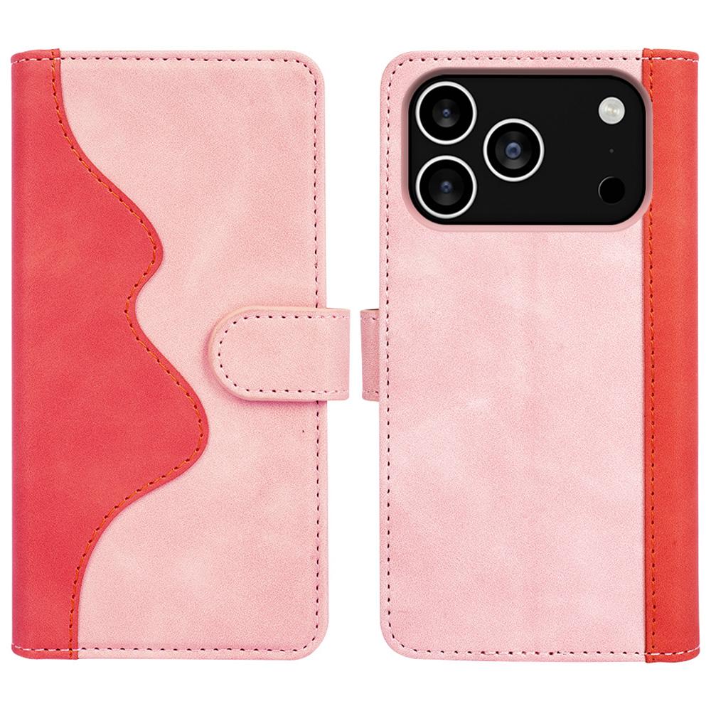 For iPhone 17 Pro Wallet Case Leather Phone Cover Splicing Color