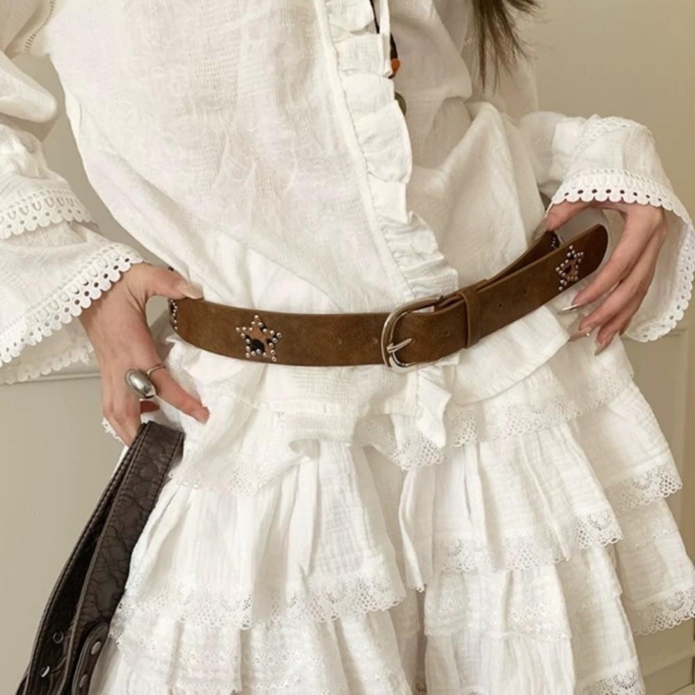 Star Metal Buckle Belts Gothic Pu Leather Waistband Retro Jeans Belt  Clothing Accessories