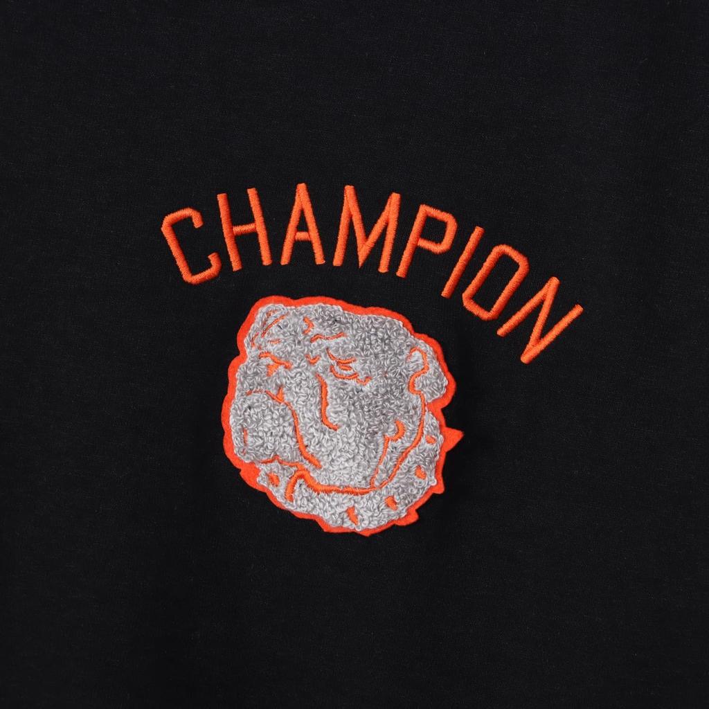 Long Antibacterial and Odor UV Graphic Logo TECH TERRY Crew Neck Black [Champion] Sweatshirt, Sleeve, Resistant, Stretch, Protection, Print, WEAVE(R)