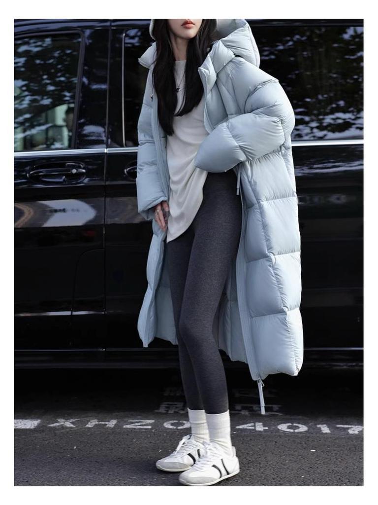 2025 Korean Style Women's Warm Hooded Mid-Length Down Coat