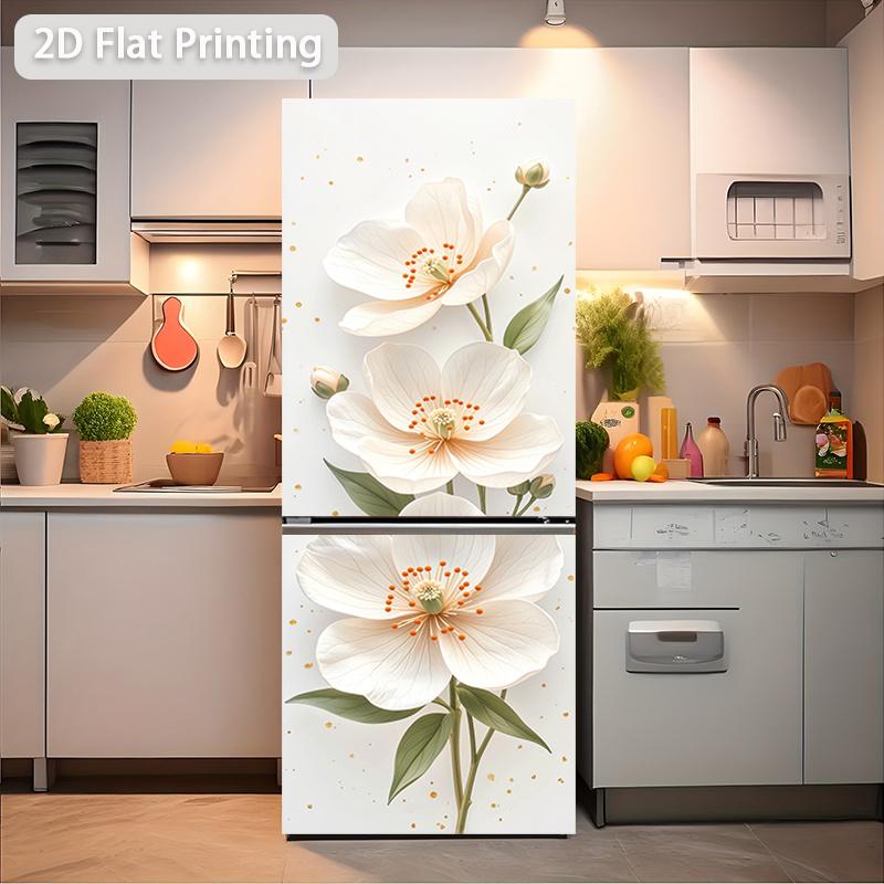 84Style Fridge Stickers Refrigerator Cover Door Landscape Plant Sea Vinyl Self Adhesive Kitchen Furniture Decor Wrap Freezer Sticker DIY