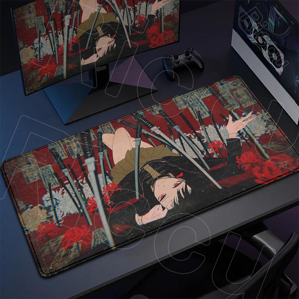 PC accessories 300X600mm XXL Mouse Pad katana Japanese girl Anime Mouse Pads kawaii HD Extended mats Gaming Keyboard Desk mat