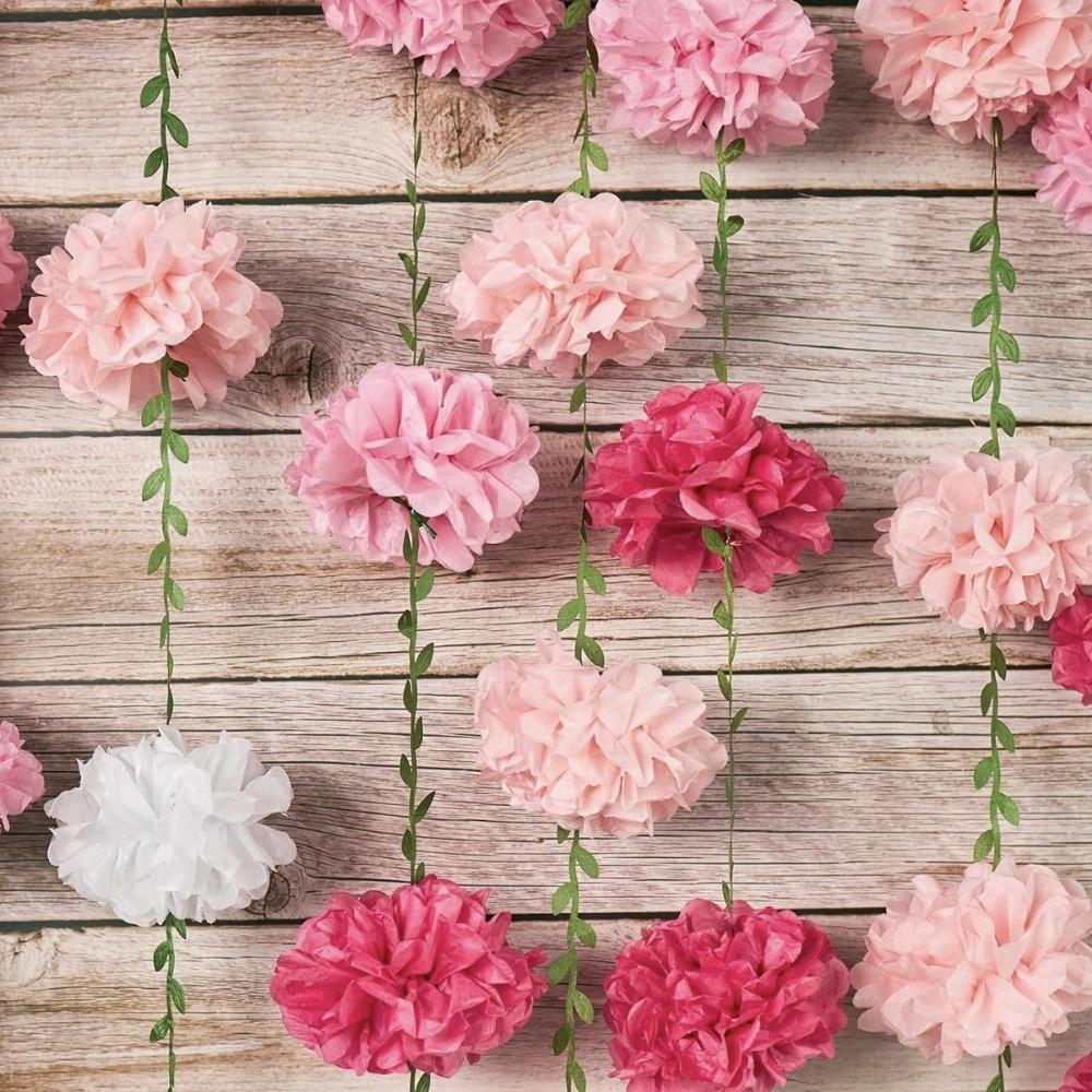 

2.5m Tissue Paper Pom Pom Garlands Simulated Hanging Artificial Flowers Flowers Garland Bridal Shower