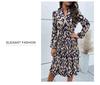 European & American V-Neck Lace-Up Slim Pleated Skirt Dress for Women - Autumn/Winter Fashion