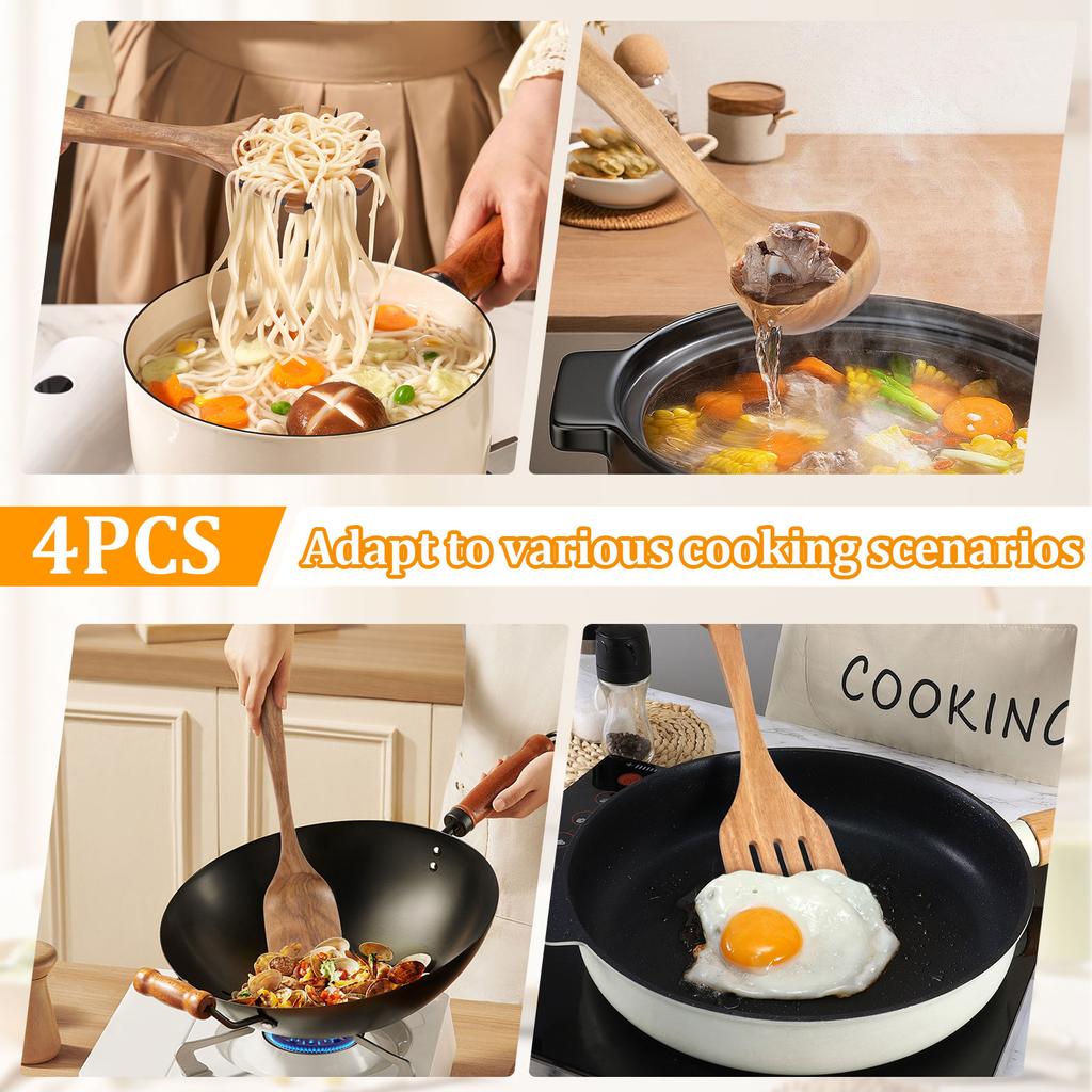 Holz Utensilien Set Langlebiges Holz Kochutensilien Set mit Ergonomischem Griff und Aufhängeloch zum Braten Servieren Sauce