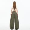 Autumn Khaki Scimitar High-Street Drapey Wide-Leg Jeans for Women