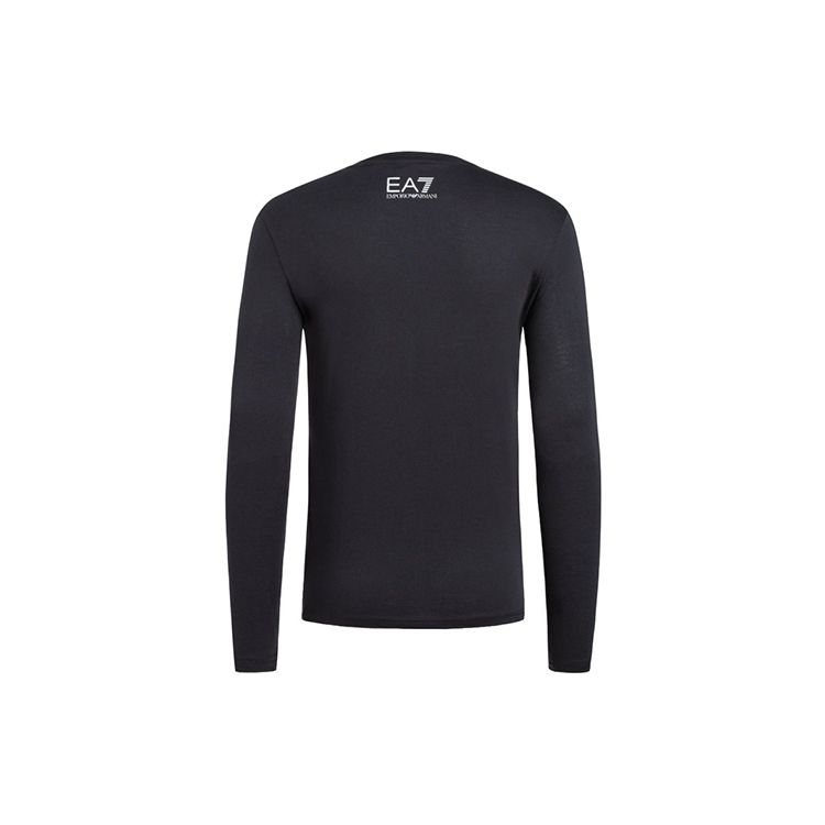 Emporio Armani EA7 Slanted Logo Long Sleeve T-Shirt Men tops Black 6HPT37-PJ7CZ-1200