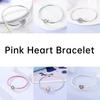 Pink Love Heart Copper Metal Bracelet High Quality Fine Jewelry Authentic Original Bracelets Zircon Cat Paw Snake Chain Designed For Do It Yourself