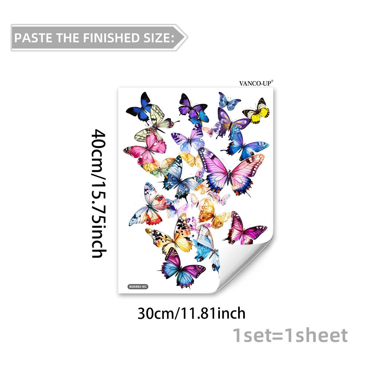 

Colorful Simple Butterfly Creative Wall Stickers, Self-Adhesive Decor for Bedroom Living Room Background Decoration 30x40cm