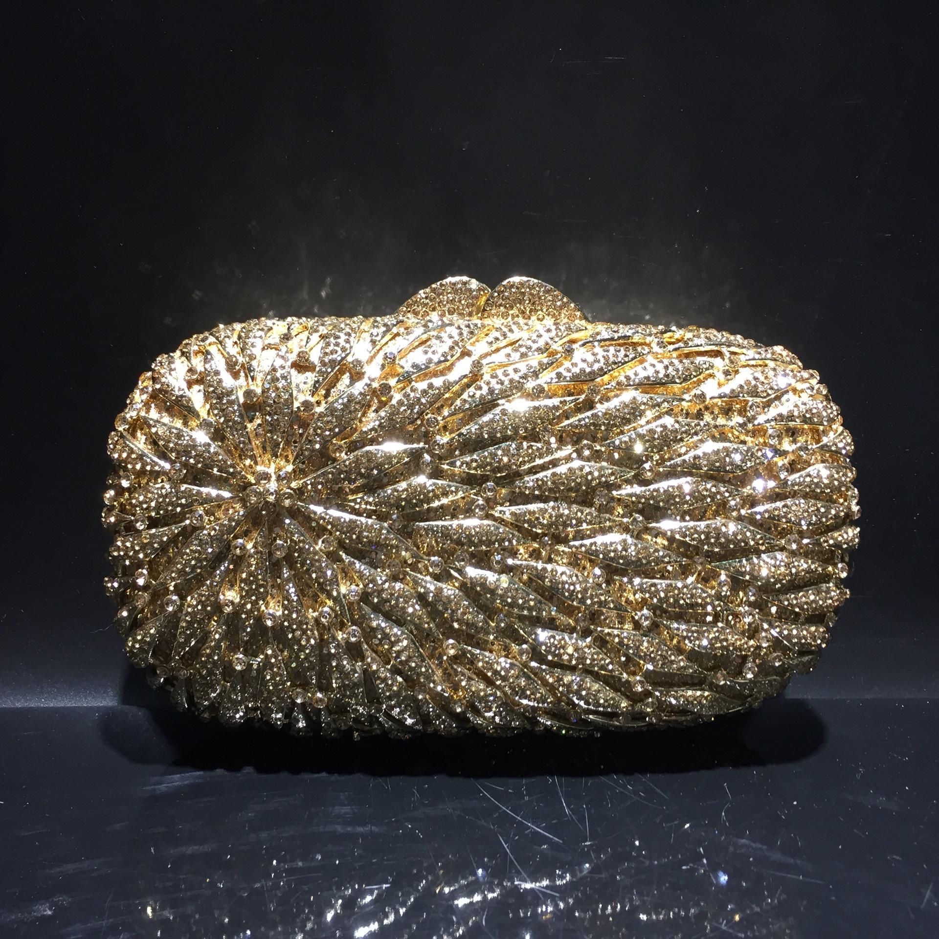 

Diamond Crystal Evening Clutch Bag Wedding Purses Clutch Silver/Gold Metal Oval-Shape Bags Luxury Designer AB Rhinestone Purses 18cmX12cmX8cm золотой