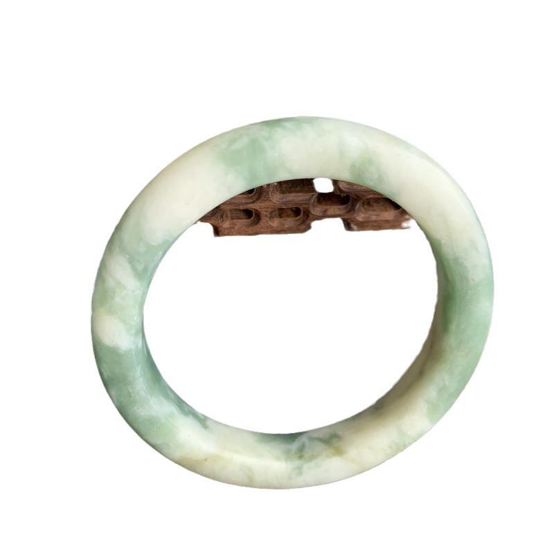 A4 Emerald Green Hetian Jade Bracelet with Floral Design
