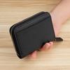 Japanese Style Cowhide RFID Card Wallet, Accordion Multi-Slot Anti-Skimming Zipper Genuine Leather Card Holder for Daily Use
