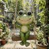 Cute Garden Animal Statue Resin Garden Art Sculpture Animal Sculpture Frog Swing Ornament  Patio