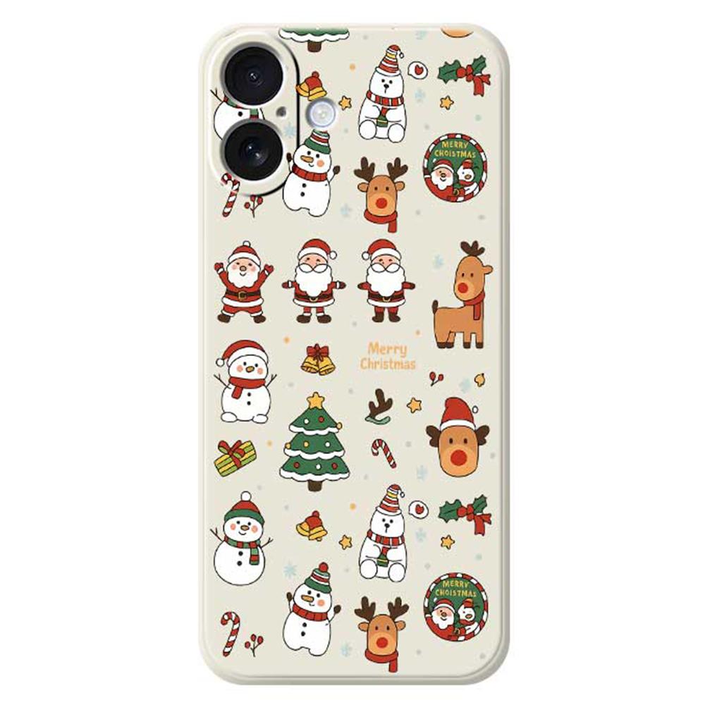 

Чохол для iPhone 17 з принтом Санта Клауса та сніговика, ТПУ задня кришка для телефону з прямими краями Beige