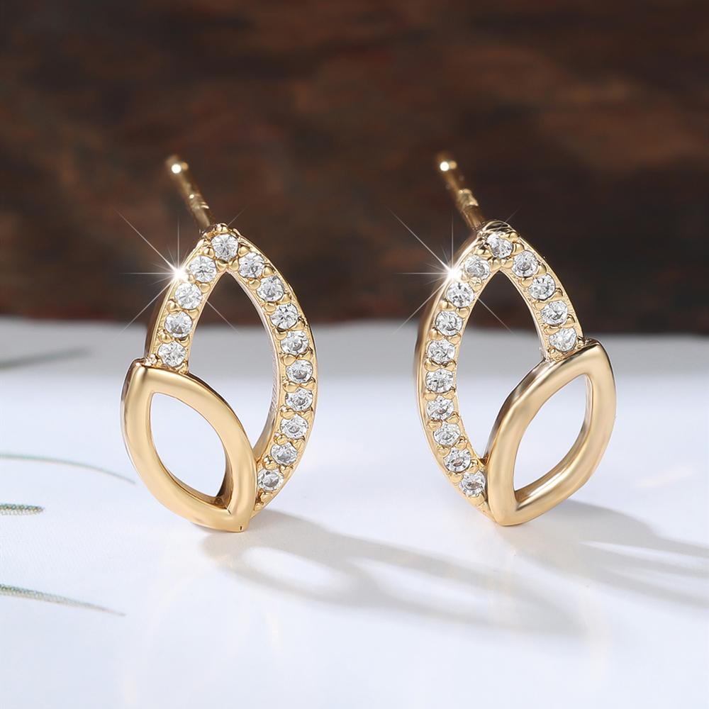 

Простые серьги-пусеты в форме листьев золотого цвета для женщин, модные цирконовые украшения, подарок золотой