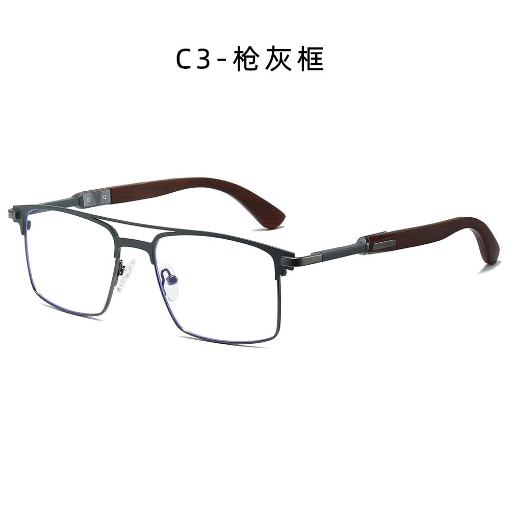 

Деревянные ножки Очки для чтения по рецепту для мужчин Квадратные Очки для близорукости с защитой от синего света Металлическая оправа Очки 1.5