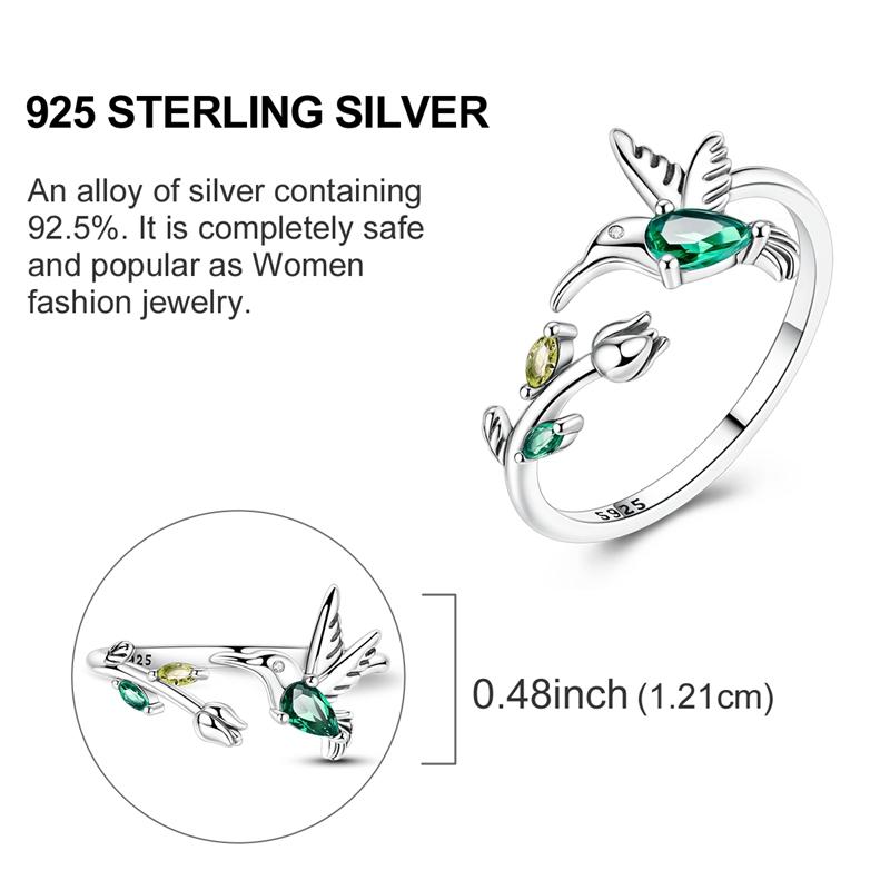 Original 925 Silver Ring Sparking Bee Eye Sun Moon Star Open Rings for Women Girls Jewelry Birthday Anniversary Engagement Gifts