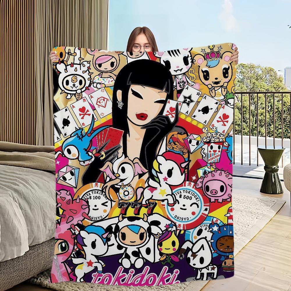 cool cartoon kawaii funny art T-Tokidoki Flannel warm soft plush blanket sofa living room hogar office bedroom travel gift home