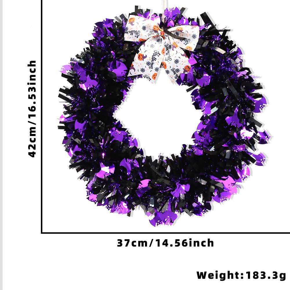 Orange Halloween Pumpkin Wreath Vibrant Colorful Hanging Decoration For Parties Spooky