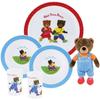 Dish Set - - LITTLE BROWN BEAR - Flat Plate Ø 22 Cm, 2 Soup Plates Ø 16 Cm, 2 Glasses 220 Ml and Plush Toy 18 Cm
